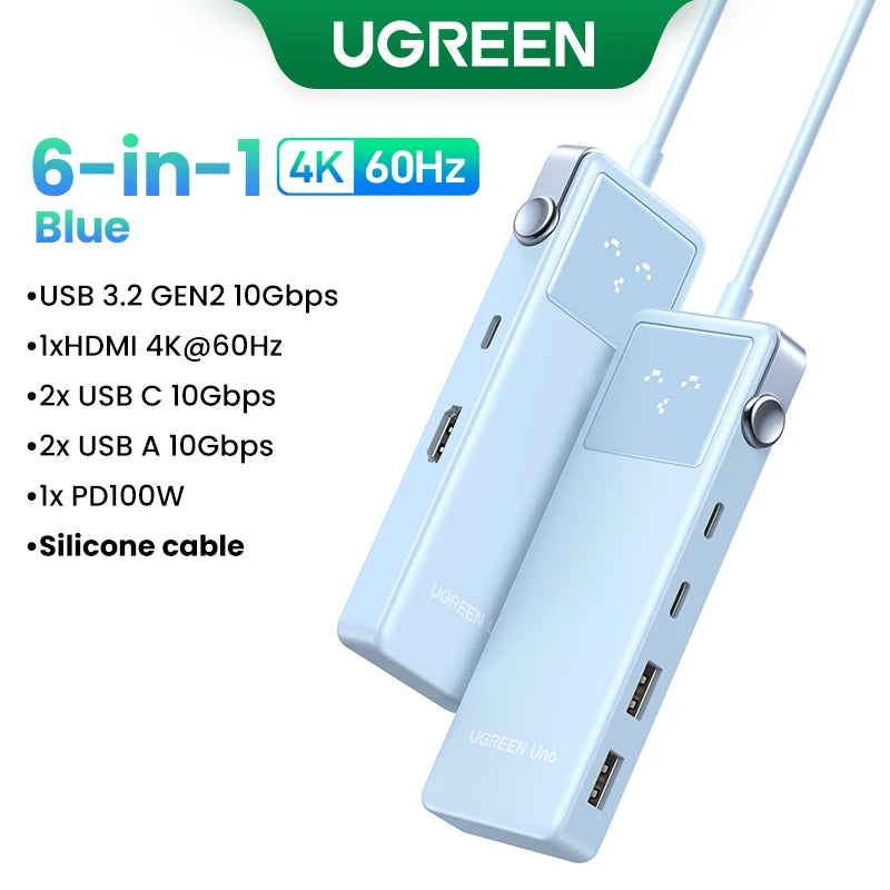 UGREEN 7-in-1 USB-C Hub – 4K HDMI, USB 3.0, RJ45 Gigabit Ethernet Docking Station for MacBook & Laptops