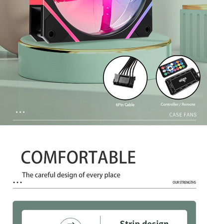 Aigo AM12 RGB PC Fan Kit — 120mm ARGB Water Cooler & Case Cooling Fans with 6-Pin Controller