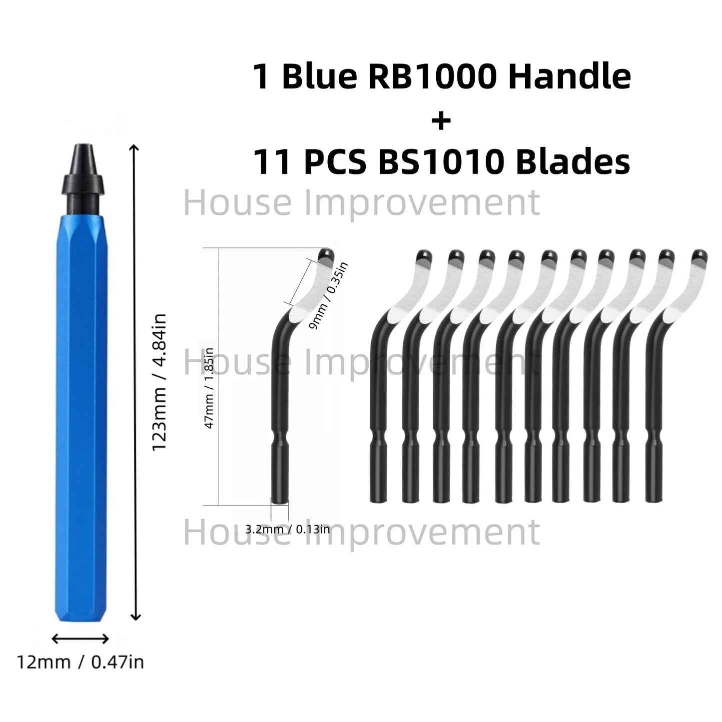 11-Piece Deburring Tool Set - High-Speed Steel Swivel Blades for Metal, Plastic, PVC, Copper, Aluminum & Resin