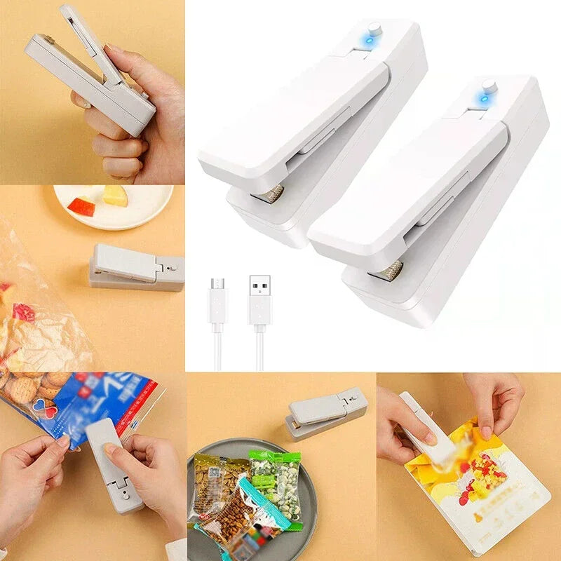 Mini USB Rechargeable Heat Sealer – Portable Food & Snack Bag Sealing Machine with Storage Clip for Kitchen Use