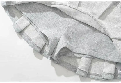 Mooyufon Y2K Mini Skirt — Women’s Low Waist Wide Pleat Light Grey A-Line Pleated Skort, Sexy Vintage Casual Summer Wear