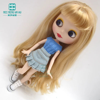 Blythe Doll Accessories Set – Fashion Sweatshirt, Shoe Covers & Sneakers for Blythe & Azone Dolls, Christmas Gift