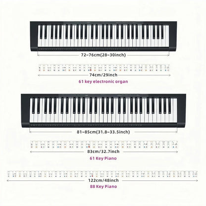 Miwayer Removable Piano Keyboard Stickers – Note Labels for 88/61 Keys, Learning Guide for Beginners