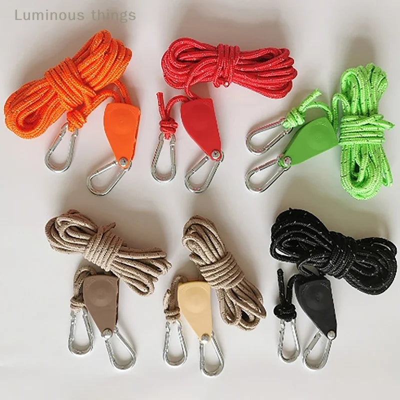 Camping Tent Reflective Windproof Rope – Adjustable Lanyard with Buckle & Pulley for Outdoor Equipment