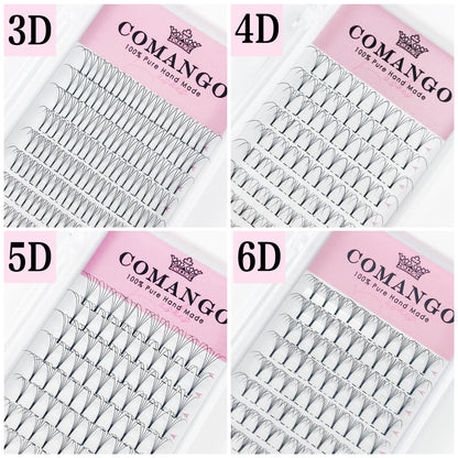 CoMango Premade Volume Fans Short Stem Russian Eyelash Extensions — 3D-10D Faux Mink Lashes Wholesale