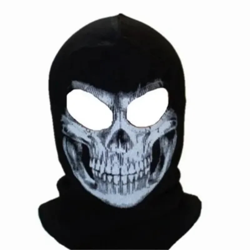 Black Skull Balaclava Mask - Warm Full Face Hood Beanie for Men Outdoor Wear