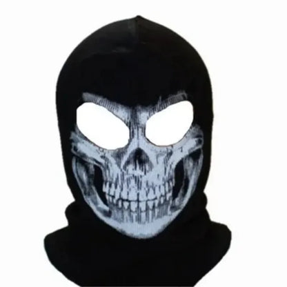 Black Skull Balaclava Mask - Warm Full Face Hood Beanie for Men Outdoor Wear
