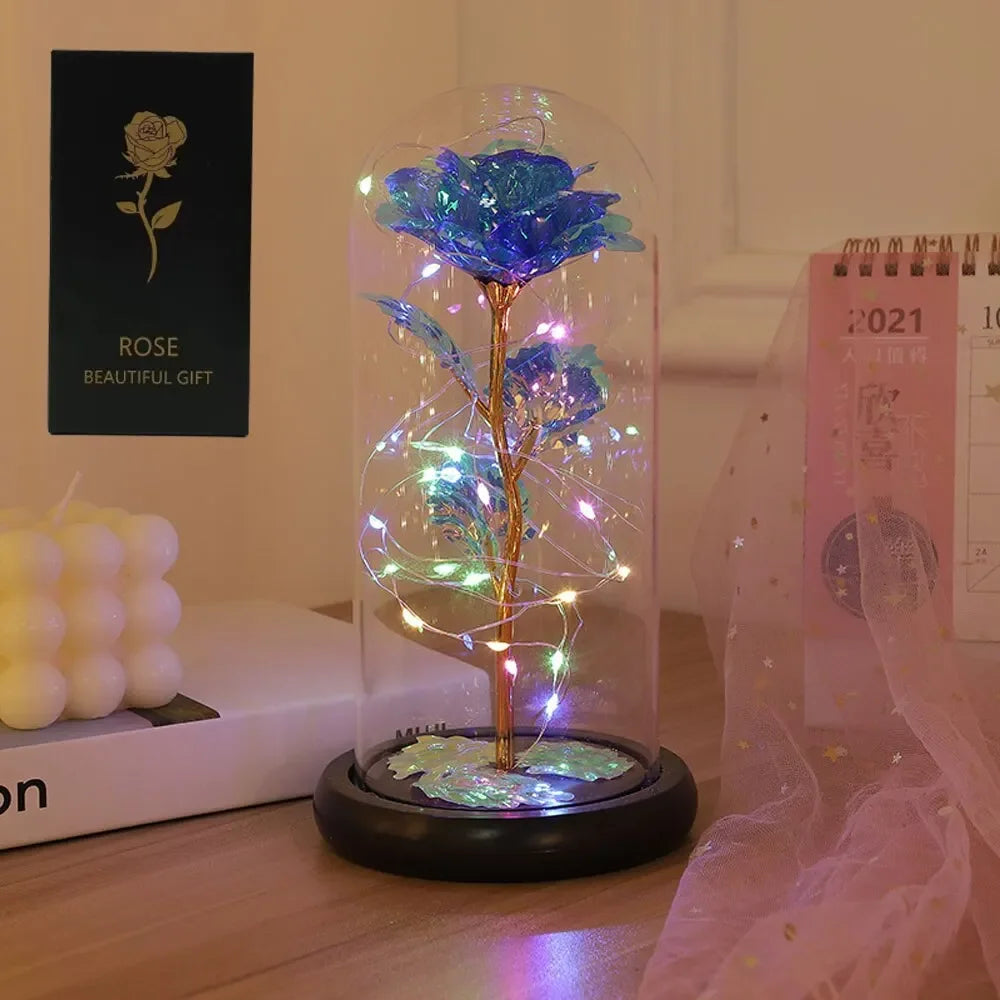 Valentine's Day Eternal Rose LED Light – Foil Flower in Glass Cover, Romantic Gift for Girlfriend, Mother's Day & Wedding Bridesmaid Favor