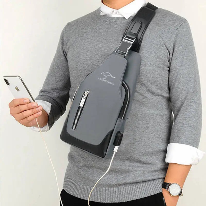 Men's Waterproof Oxford Chest Bag – Korean Style Casual Sport Crossbody Shoulder Messenger Bag