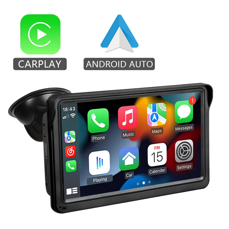 Hippcron 7-Inch Portable Car Radio Multimedia Player – Wireless CarPlay & Android Auto Universal Touchscreen