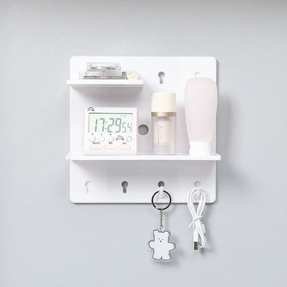 Wall-Mounted Perforation-Free Plastic Shelf – Bathroom & Dormitory Wall Hanging Organizer for Student Bedroom & Headboard
