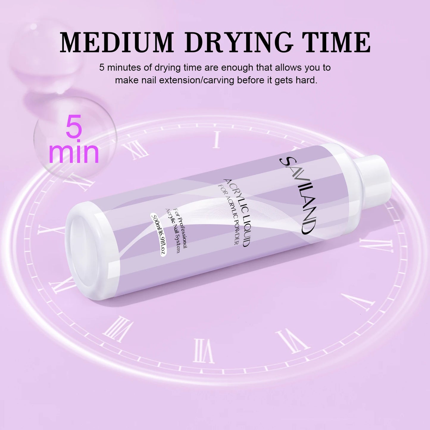 Saviland Acrylic Nail Liquid Monomer – 180ml/500ml Professional Crystal Liquid for DIY Nail Art