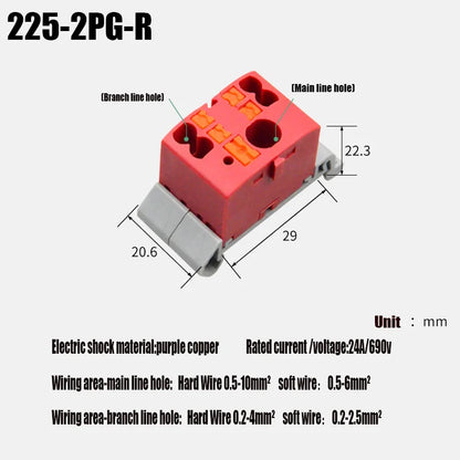 Compact Push-In Wire Connector Terminal Block – Fixed Modular Multi-Link Splicing 1-In Multiple-Out Lighting Connector 225 Series