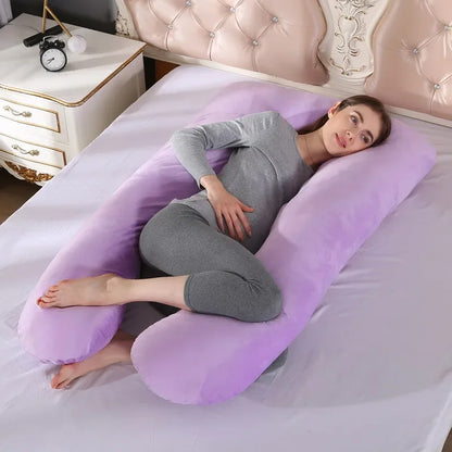 Soft Fleece U-Shaped Pregnancy Pillow – Multi-Function Side & Lumbar Support Cushion for Women