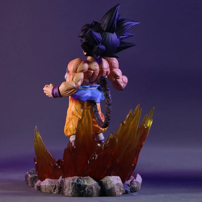 BANDAI 19cm Dragon Ball SHK Kai Ape Series No.2 Goku Figure — Glow Black Hair Super Four PVC Anime Model Collectible Ornament