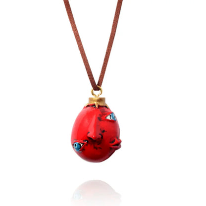 Anime Red Egg Pendant Necklace - 3D Resin King Cosplay Necklace & Gift Accessory