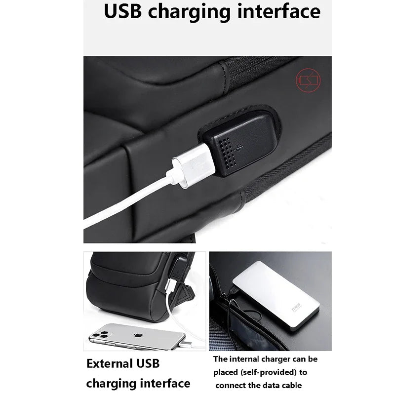 Designer Multifunction Anti-Theft USB Shoulder Bag – Travel Crossbody Messenger Sling Chest Bag for Men, Luxury Brand