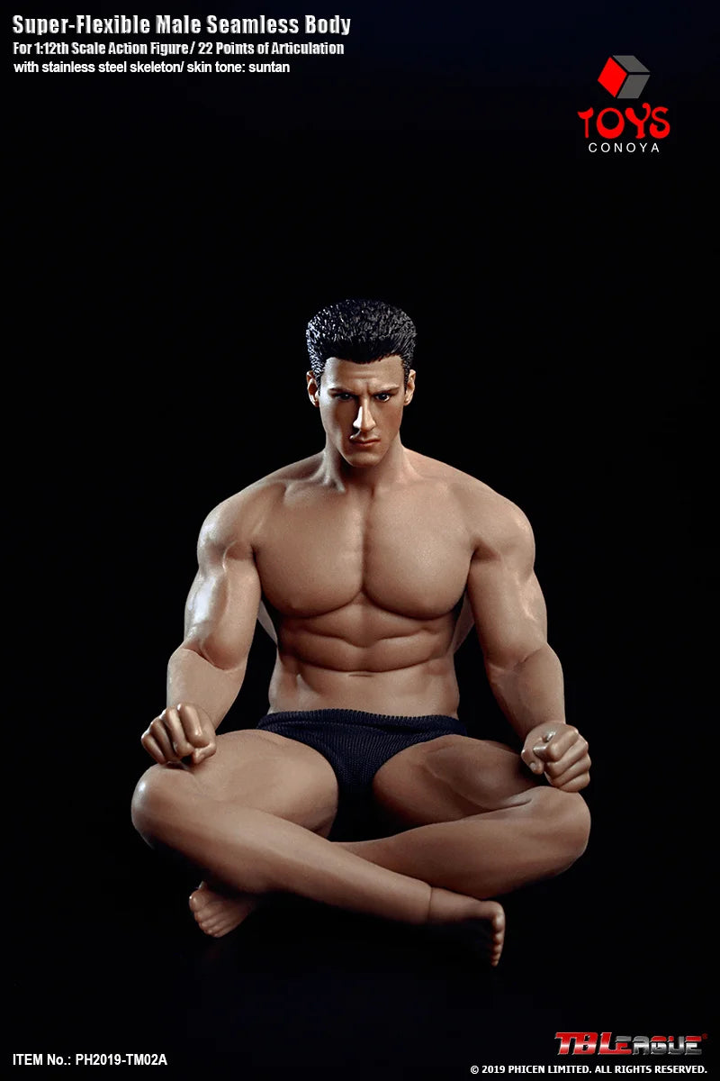 TBLeague Phicen 1/12 Male Action Figure Body - Super Flexible Seamless Suntan Skin Steel Skeleton Doll