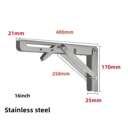 2pcs Heavy Duty Stainless Steel Folding Shelf Brackets | Collapsible Wall-Mounted L-Table Hinges for Bench & Table with Screws