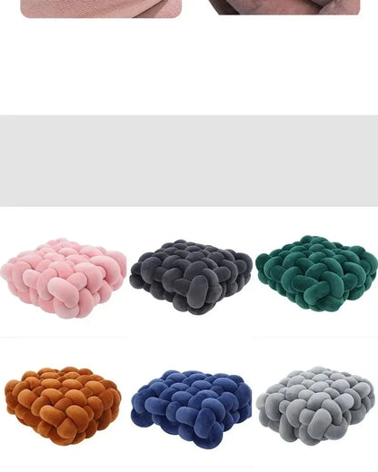 Knotted Square Cushion – Nordic Aesthetic Hand-Made Plush Pillow for Office Chair & Decorative Sleeping Back Support