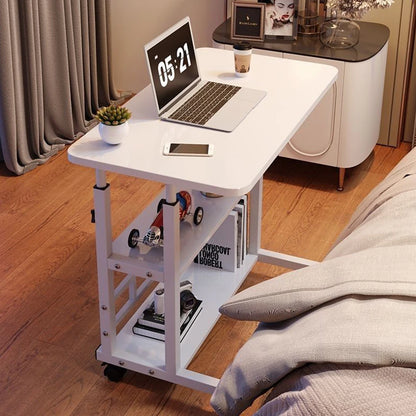 Adjustable Height Swivel Wheel Bedside Table – Mobile Rolling Desk for Laptop, Dormitory & Bedroom Use