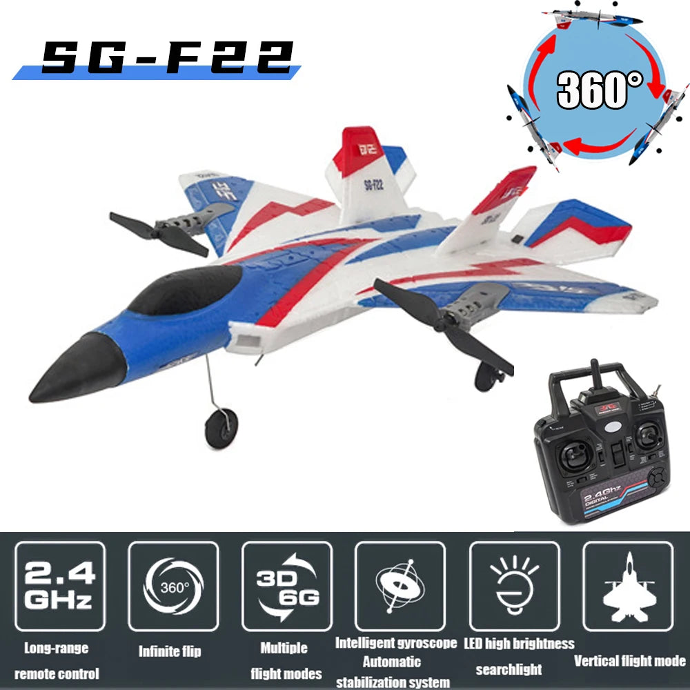 RC F22 Stunt Plane — 2.4G Remote Control 3D Glider Airplane EPP Foam Toy for Kids