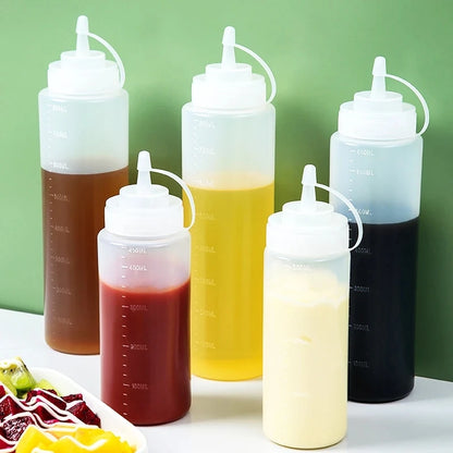 Large Squeeze Condiment Bottles with Nozzles – Ketchup, BBQ Sauce, Olive Oil Dispenser Bottles for Kitchen Use