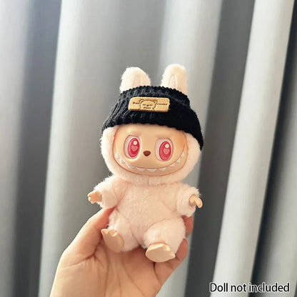 Labubu Doll Clothes Outfit (15-17cm) – Sitting Party Bear Accessories with Scarf, Hat & Bag