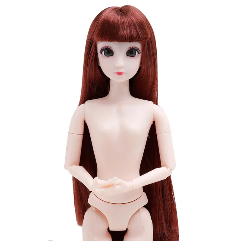 30cm Fashion Princess Babi Doll – 3D Eyes, 20-Joint DIY Plastic Doll for Girls, BJD Model