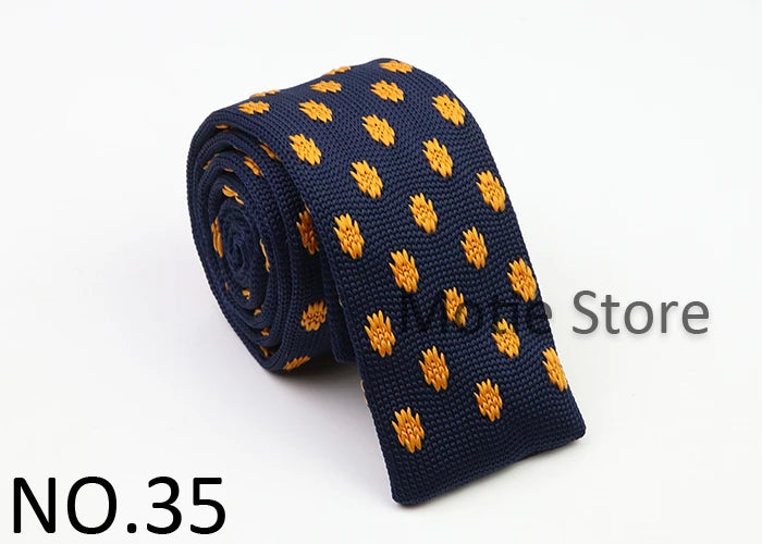Classic Knit Neck Tie for Men — 6cm Plaid & Dots Casual Business Wedding Tie