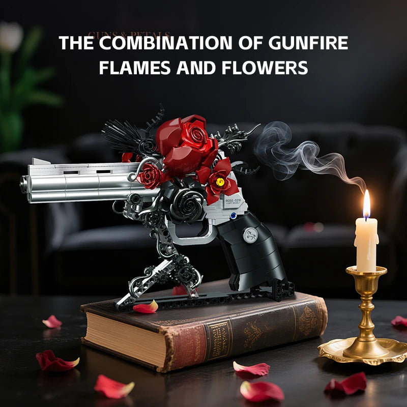 Technical Mechanical Rose Revolver Building Blocks – Military Gun MOC Toy for Kids