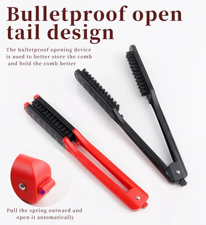 Professional V-Shape Hair Straightener Comb – Nylon Bristles, Double-Sided Styling Brush for All Hair Types