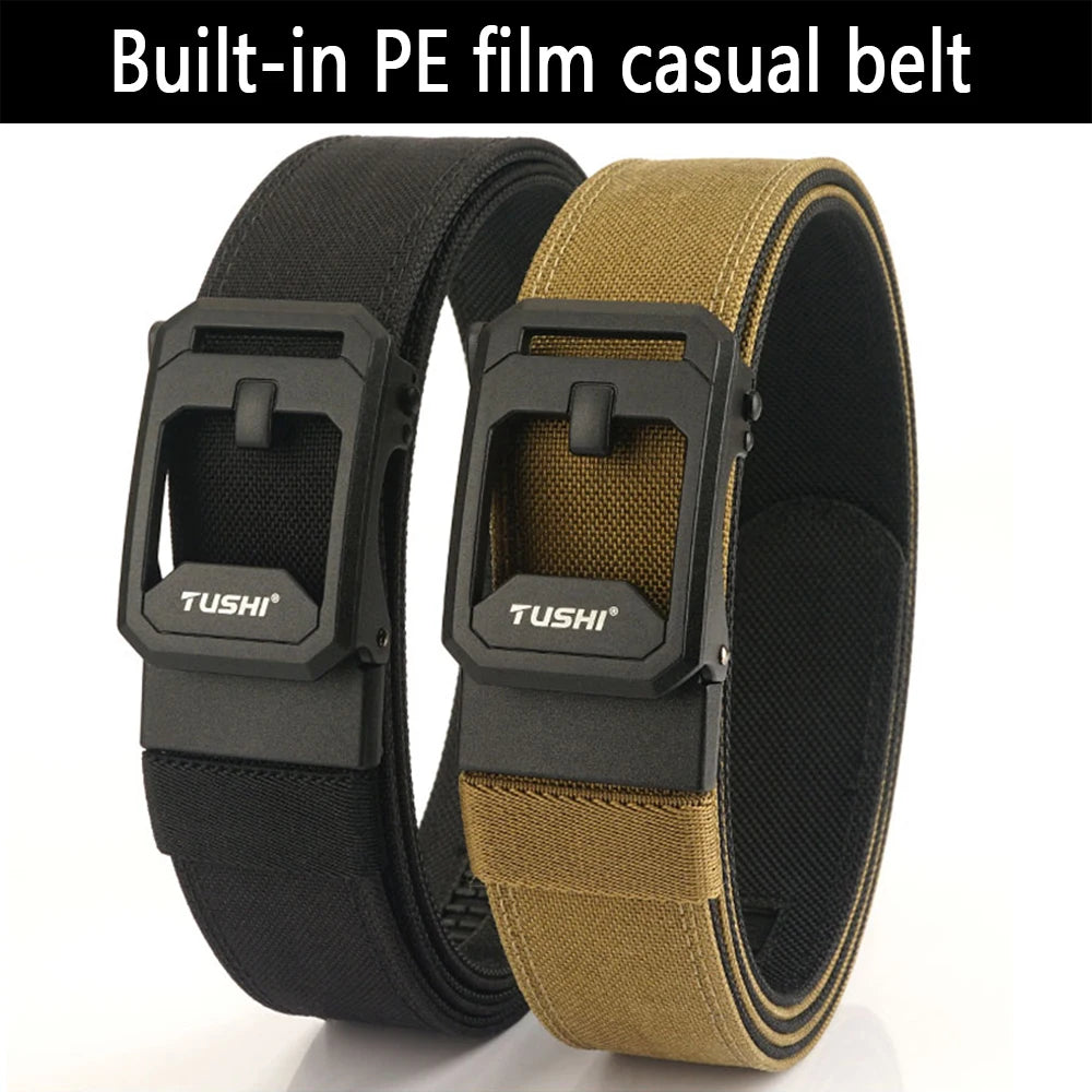 TUSHI Men's Military Tactical Belt – Heavy-Duty Sturdy Nylon with Automatic Buckle for Outdoor & Casual Wear