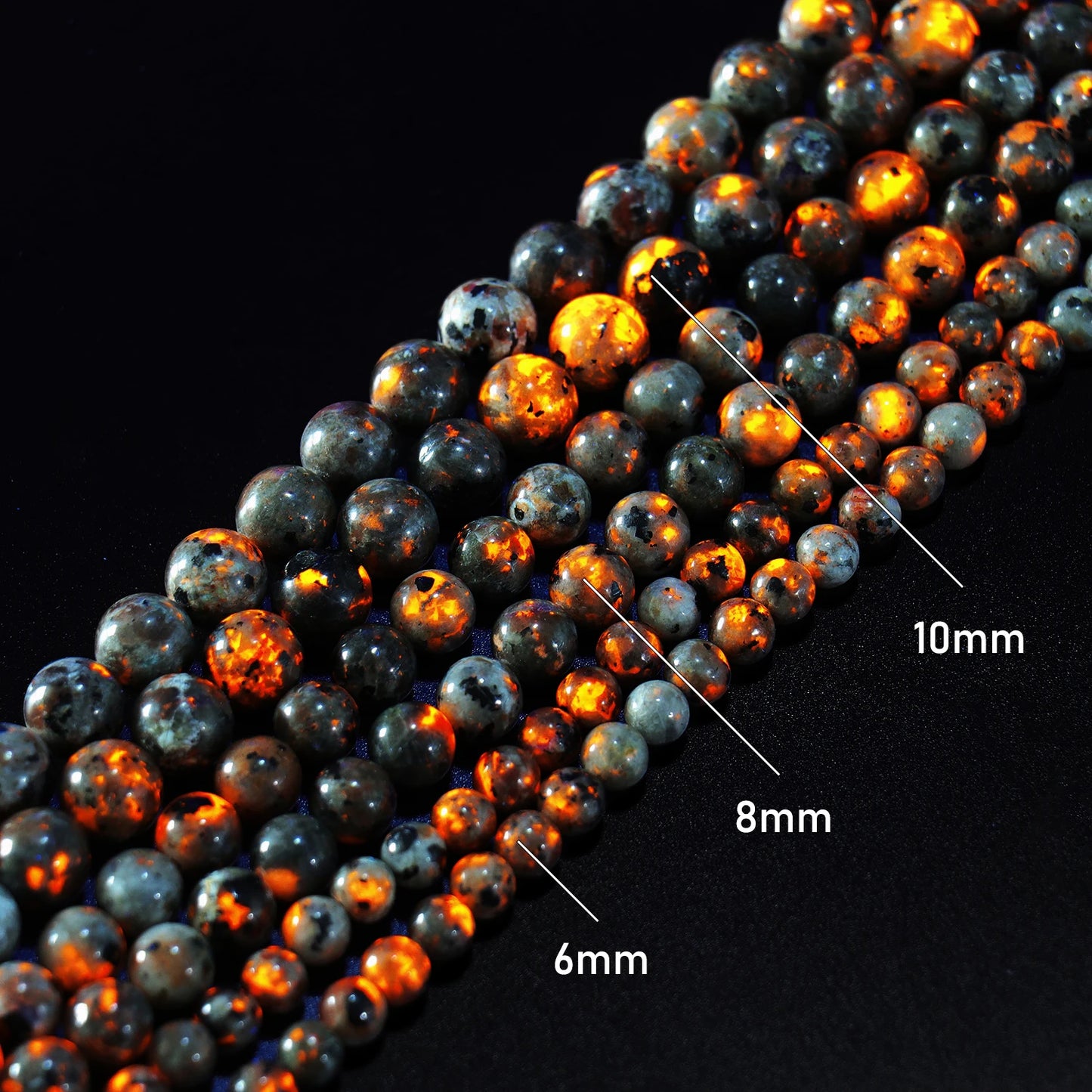 Natural Flame Stone Beads - Yooperlite & Fire Sodalite Loose Spacer Beads for DIY Bracelets and Necklaces