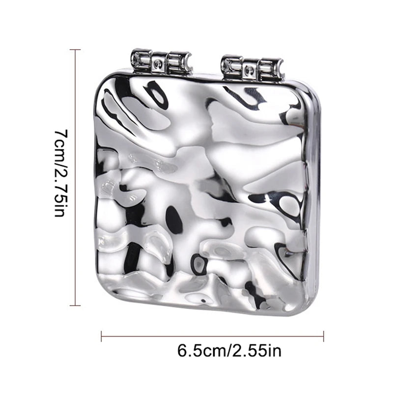 Foldable Mini Square Makeup Mirror - Double-Sided Compact Pocket Vanity Mirror