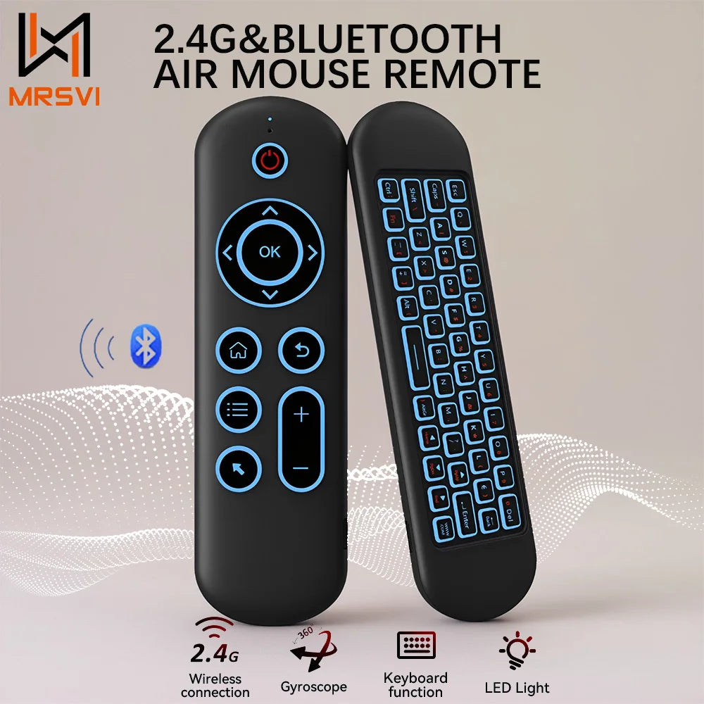 MRSVI M5 Air Mouse Remote Control - 2.4G & Bluetooth Wireless Gyroscope Keyboard with 7-Color Backlight for Android TV Box & PC