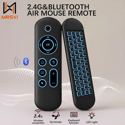 MRSVI M5 Air Mouse Remote Control - 2.4G & Bluetooth Wireless Gyroscope Keyboard with 7-Color Backlight for Android TV Box & PC