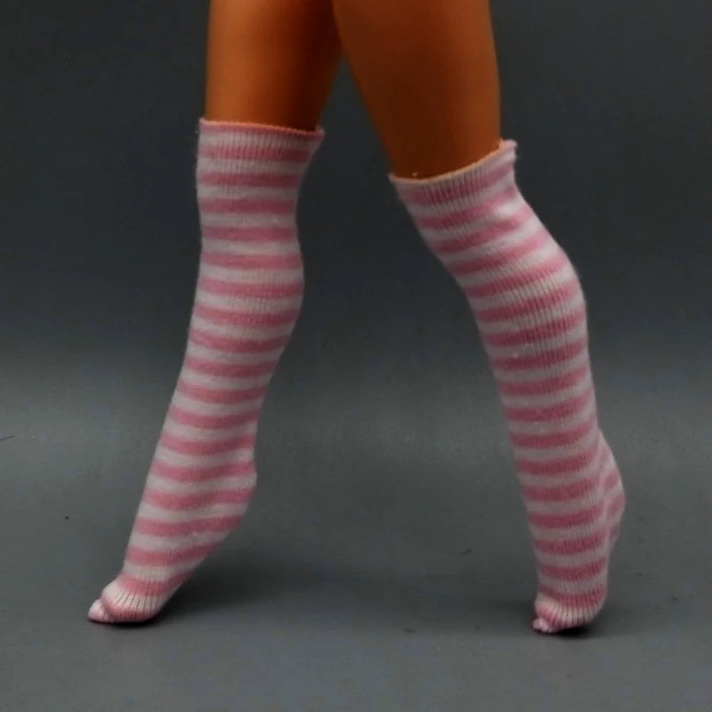 25CM Winter Doll Fishnet Stockings – Rainbow Striped Socks for Dolls, Girls’ Christmas Gift
