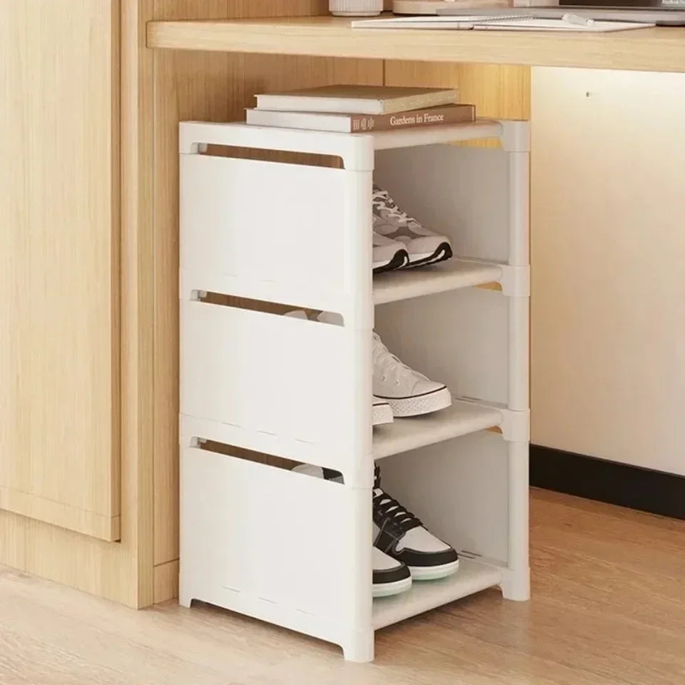 Multiple Layers Shoe Organizer Rack - Space-Saving Stackable Shelf for Wall Corner, Adjustable Shoe Storage Cabinet