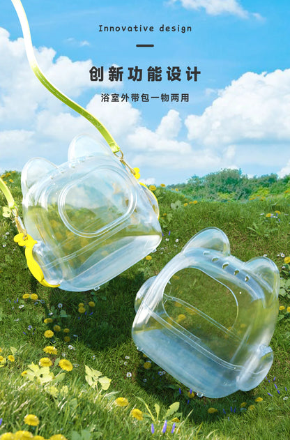 17cm Labubu Doll Storage Bag — Cute Transparent Cotton Crossbody Bag for Toy Display & Mini Sofa Accessories