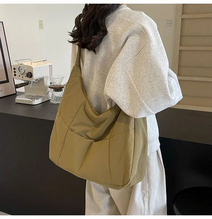 2025 Trendy Women's Soft Cloth Shoulder Bag – Solid Color, Y2K Casual Style, Crossbody Handbag for Students
