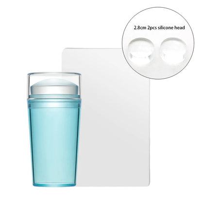 Clear Jelly Nail Stamper Set - Silicone Nail Art Stamp Tool with Scraper for Manicure Designs