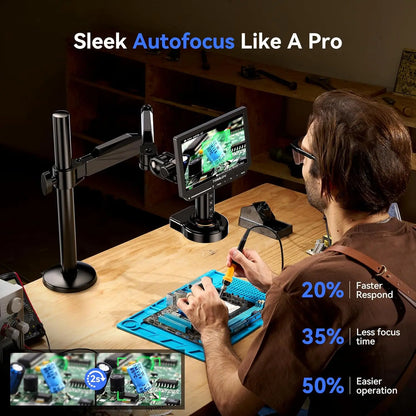 TOMLOV TM4K-AF 4K Digital Microscope – 2000X Autofocus HDMI Microscope with 8" Display & Flex Arm for Electronics & Phone Repair