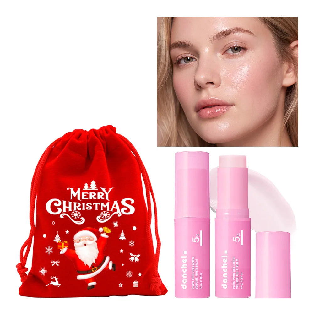 PDRN Pink Collagen Balm Stick - Anti-Aging Moisturizing Balm for Eyes, Neck, Forehead, and Smile Lines
