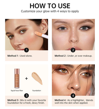 Lakerain Halo Glow Liquid Highlighter – Complexion Booster with Hyaluronic Acid for Radiant Skin