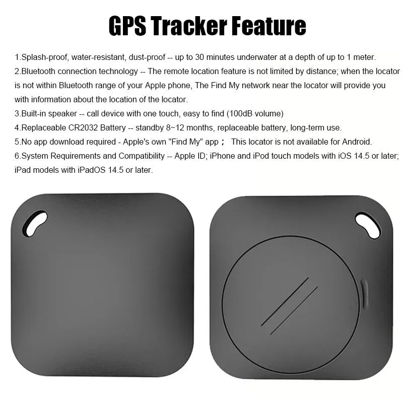 Smart Bluetooth GPS Tracker – iTag Anti-Lost Locator for Car, Keys, Pets & Kids, Works with Apple Find My App (MFI Rated)