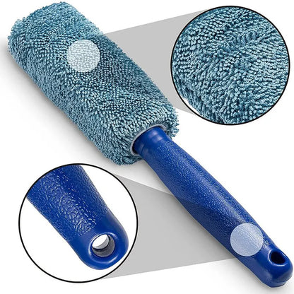 2-Piece Car Wash Brush Set - Microfiber Tire Scrubber Wheel Brush and Trunk Dust Remover, Detailing Clean Tool, Car Cleaning Tools