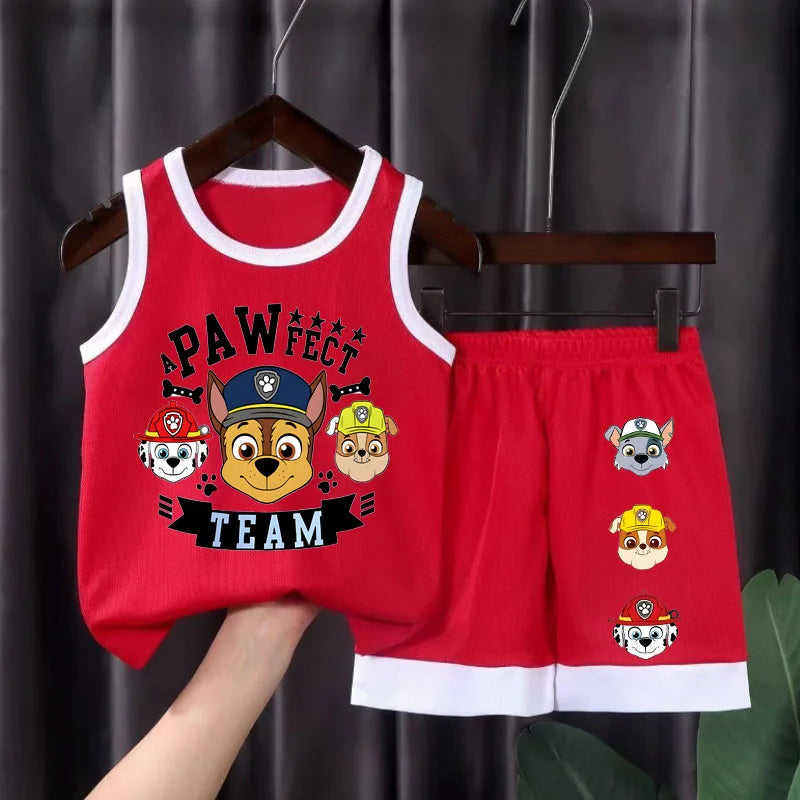 PAW Patrol Kids Basketball Outfit Set - Breathable Mesh Vest & Shorts 2-Piece Summer Clothes