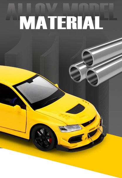 JDM 1:32 Mitsubishi Lancer Evolution IX — Diecast Metal Alloy Racing Car Model with Sound & Light, Right Rudder Gift
