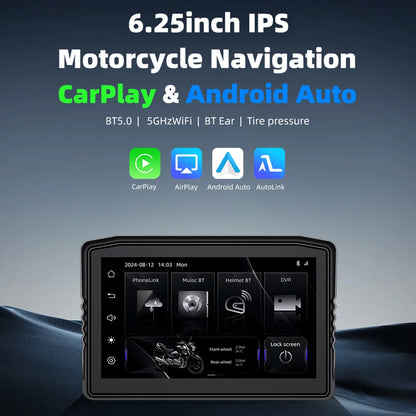 EKIY 6.25" Portable Digital Dashboard with Wireless CarPlay & Android Auto GPS Navigation - Anti-Theft Removable Screen for Motorcycle   2/2